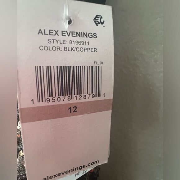 ALEX EVENINGS BLK/COPPER MOTHER OF BRIDE/GROOM SLEEVELESS SEQUIN DRESS Sz.12~NWT - Picture 8 of 8